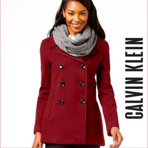 Elegant Red Pea Coat